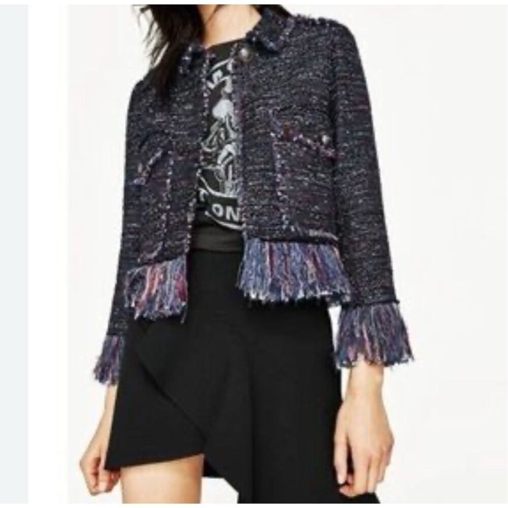 For the Republic Purple Tweed, Fringe Blazer Sz. 6